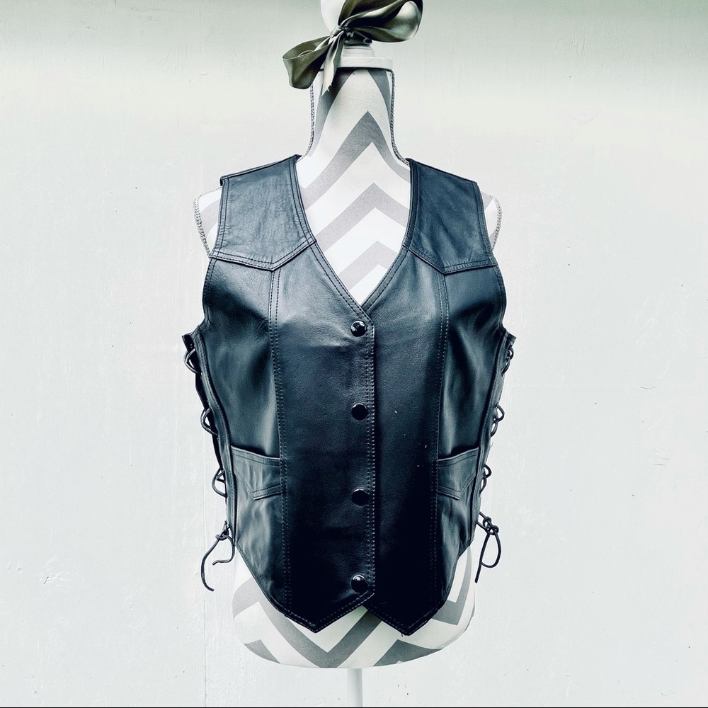 River road leather vest L